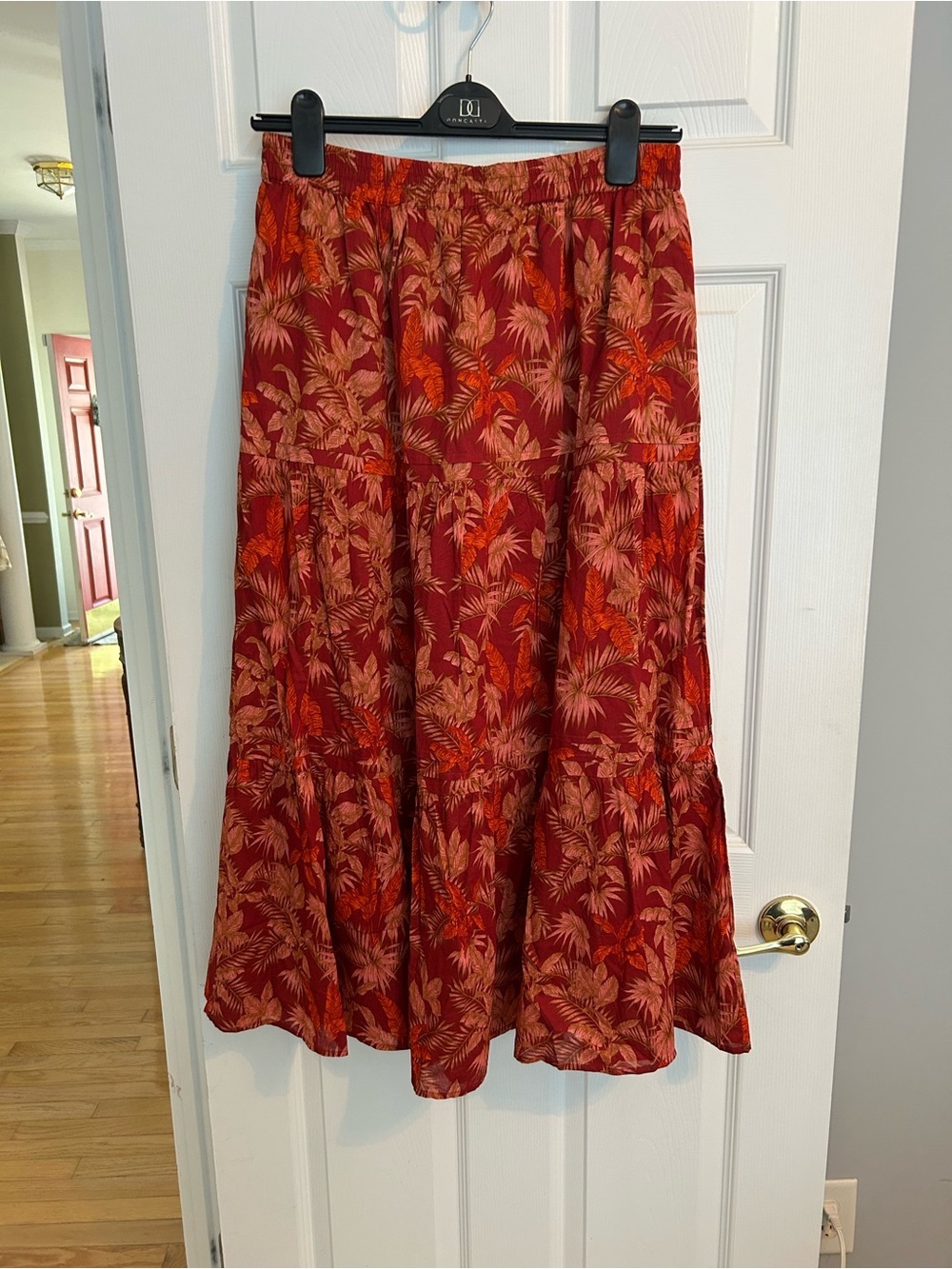 Antthony Originals Cotton Botanical Print Tiered Maxi Skirt